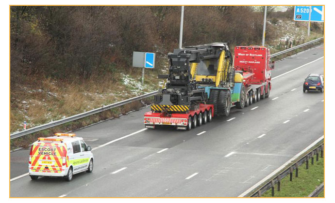 An example of an escort vehicle for abnormal loads.